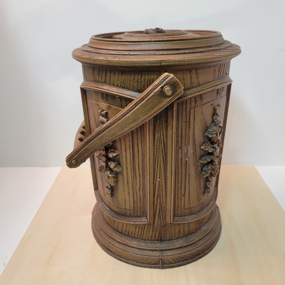 Vintage Owens Corning Ice Bucket Faux Wood Barrel Style Insulated‎ Container